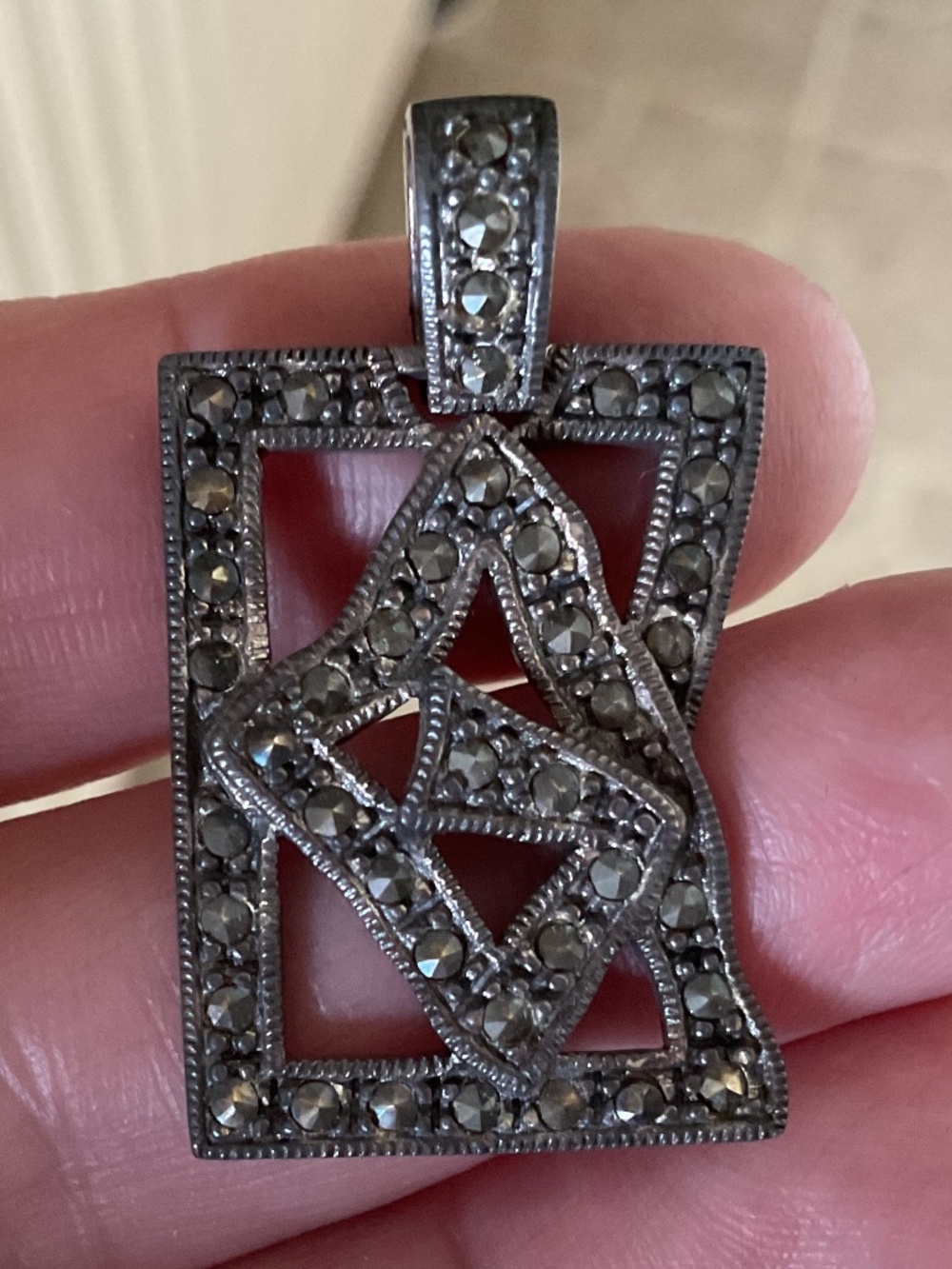 NWOT Sterling Silver 925 MARCASITE Unique Design Pendant